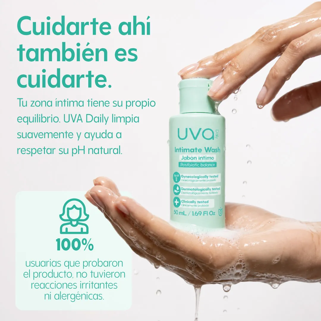 Cuidarte ahí también es cuidarte: UVA Daily limpia suavemente y ayuda a respetar el pH natural de tu zona íntima